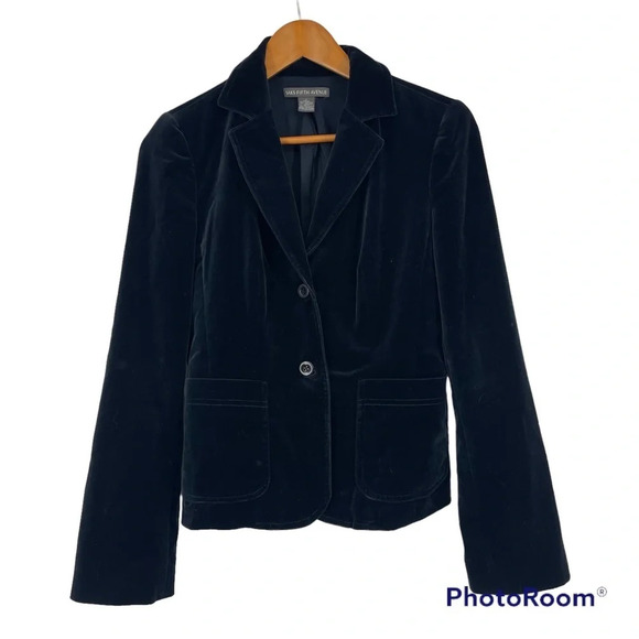 Saks Fifth Ave navy blue velvet blazer size 2 - Picture 1 of 7